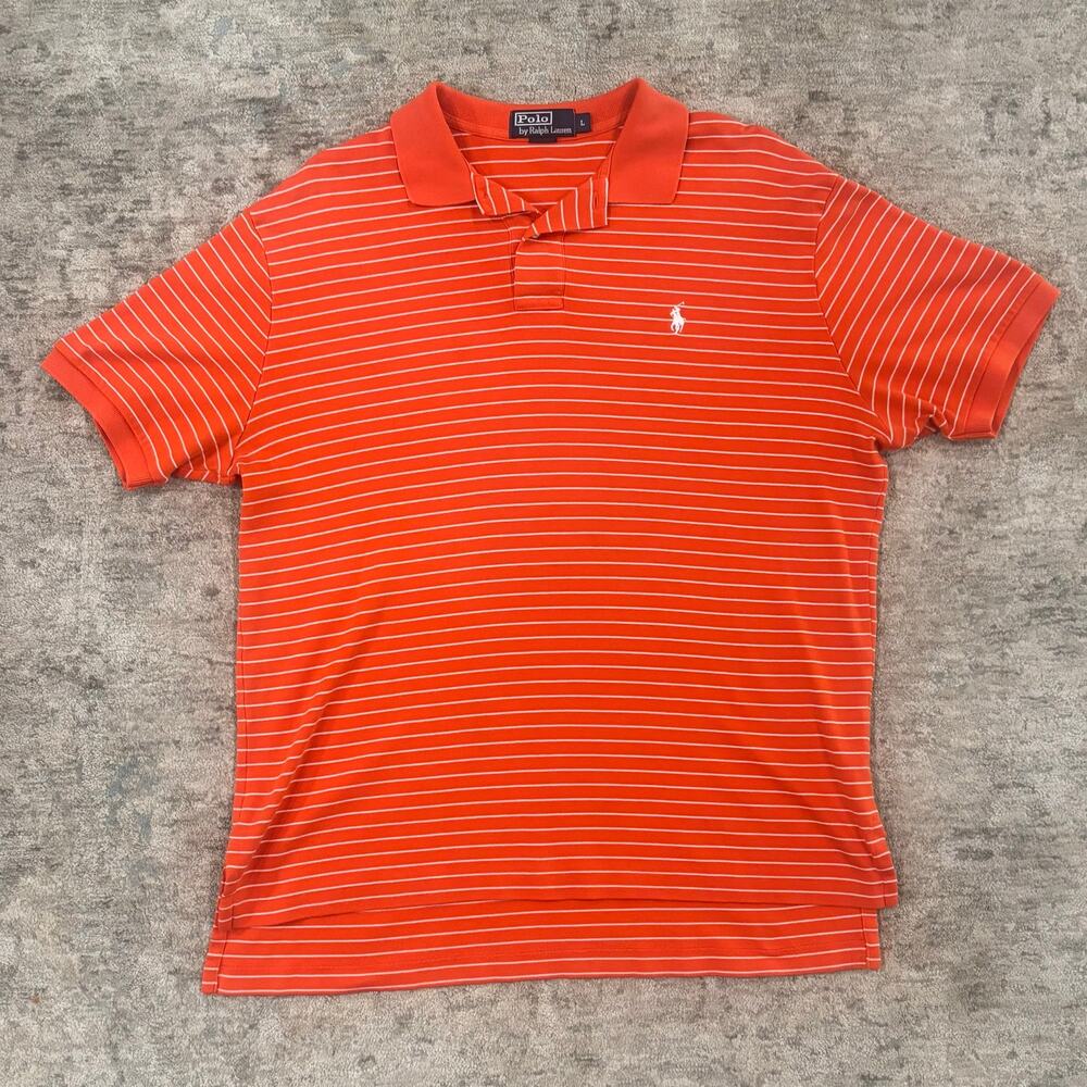 Polo Ralph Lauren Orange Striped Polo Shirt Men’s Large